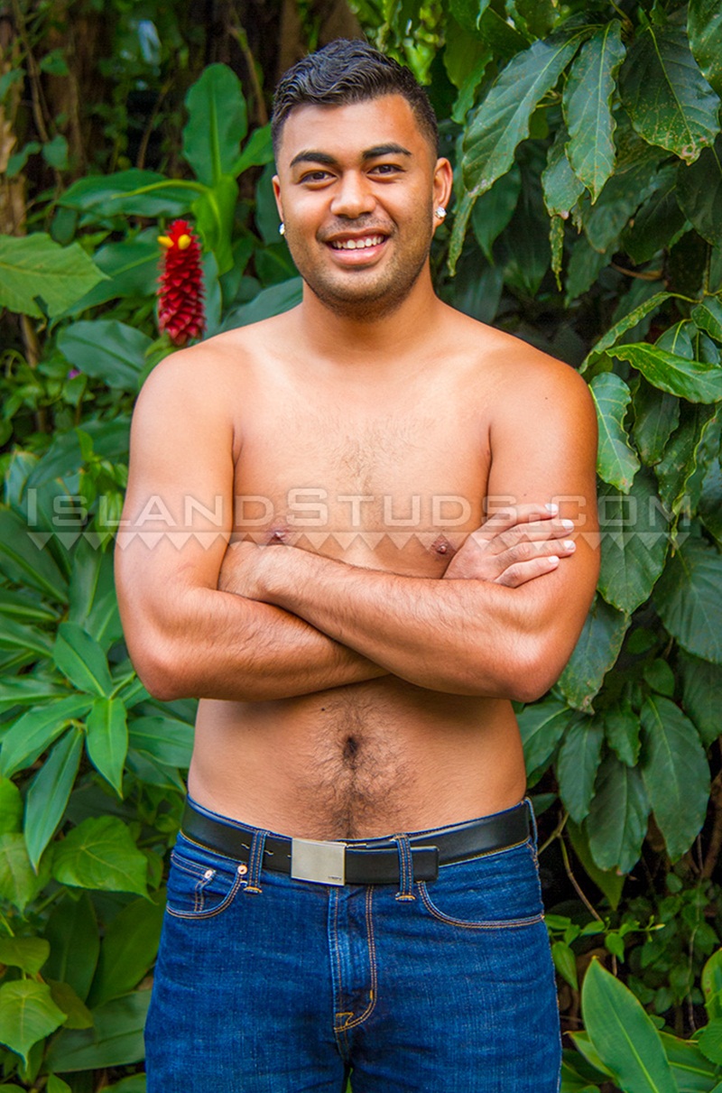 IslandStuds Sefa big beautiful beefy Samoan college student big feet brown hairy bubble butt thick black cock and BIG BROWN BALLS 02 gay porn star sex video gallery photo - Sefa's brown thick cock and big balls bounce as he walks around the garden