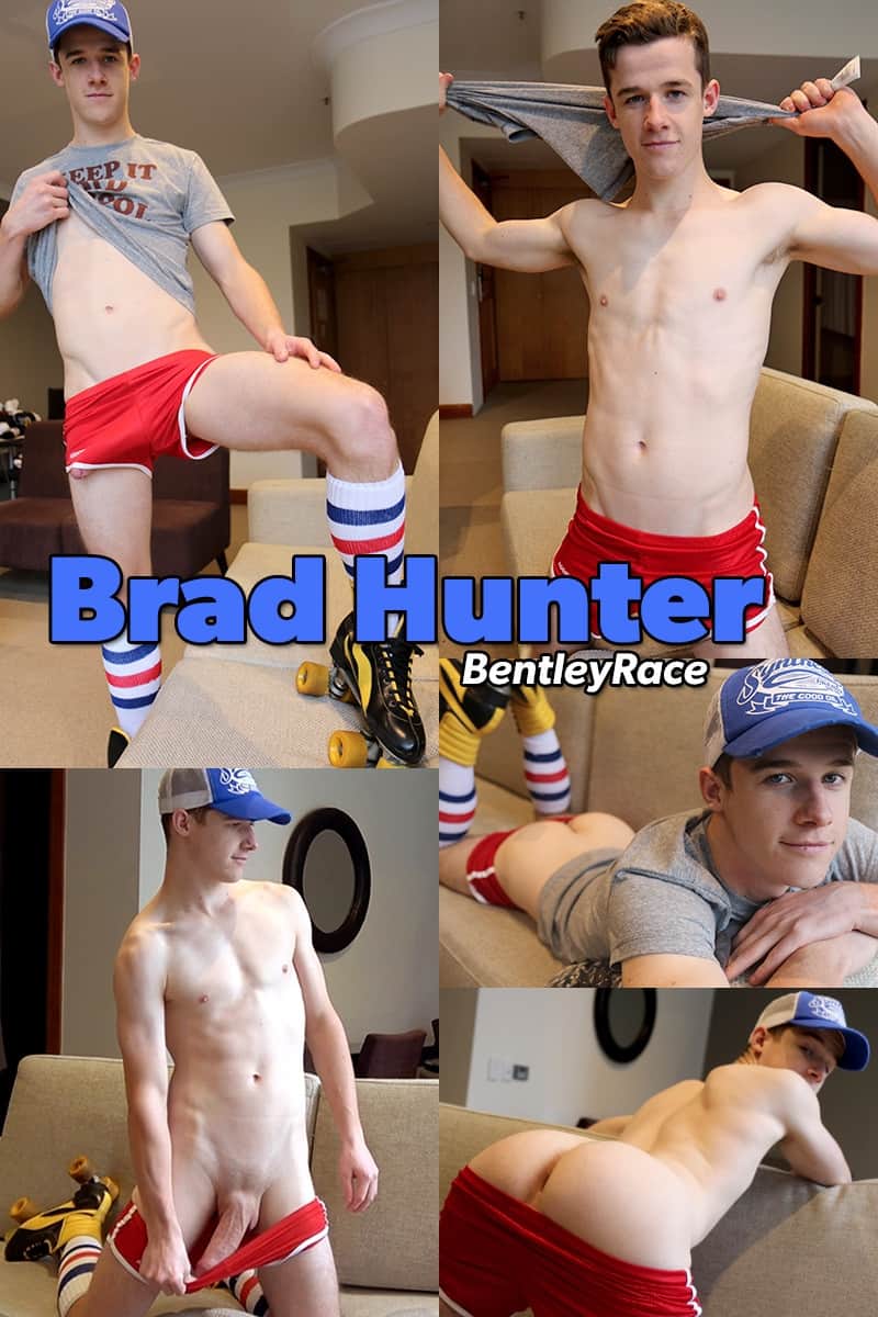 BentleyRace Brad Hunter 20 year old Aussie dude skater long sports socks horny hard dick shorts huge cum load 021 gay porn pictures gallery - 20 year old Aussie Brad Hunter goes commando his horny hard dick tenting his shorts before he jerks out a huge load