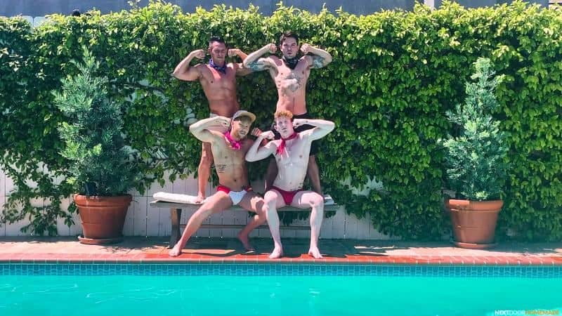 Poolside fuck fest Dakota Payne and Jax Thirio’s huge dicks bareback fucking sexy boys Max Lorde and Devyn Pauly