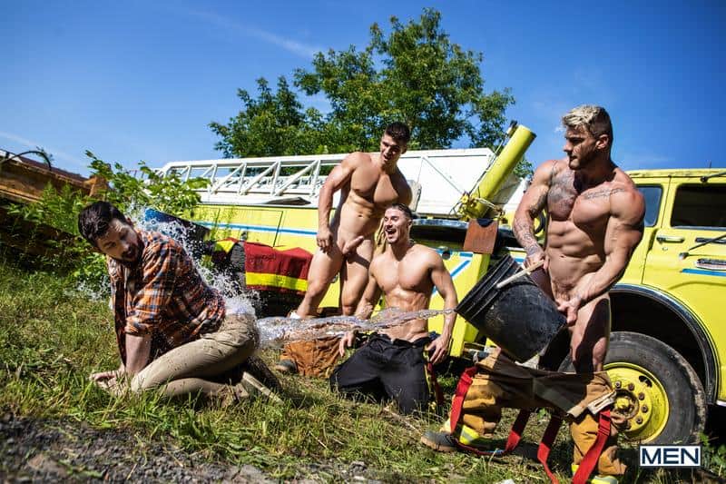 Firefighters Skyy Knox hot holes double fucked muscled hunks William Seed Malik Delgaty huge dicks 15 gay porn pics - Firefighters Skyy Knox’s hot holes double fucked by muscled hunks William Seed and Malik Delgaty’s huge dicks