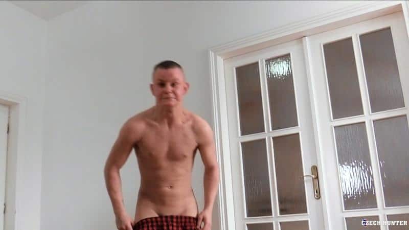 Czech Hunter 607 hot straight dude strips out of boxers stroking small uncut dick 2 gay porn pics - Czech Hunter 607 hot straight dude strips out of his boxers stroking his small uncut dick